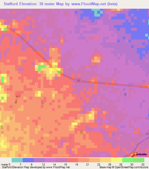 Stafford,Costa Rica Elevation Map