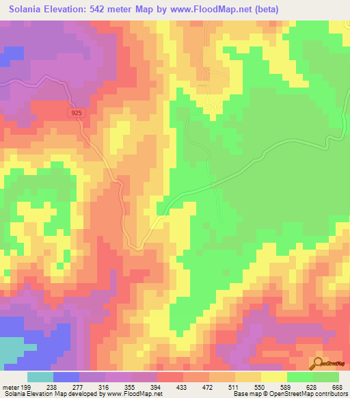 Solania,Costa Rica Elevation Map
