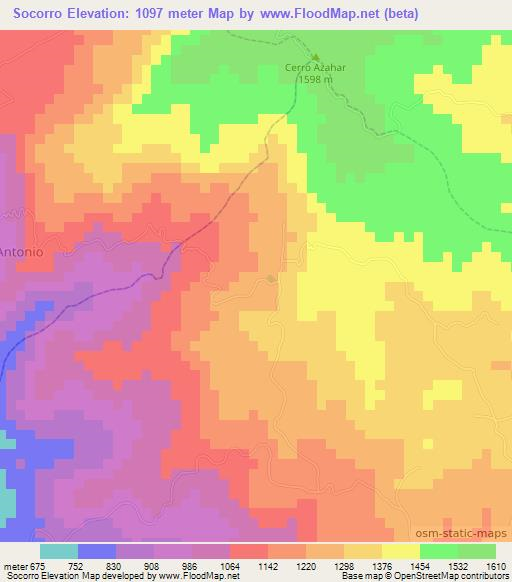 Socorro,Costa Rica Elevation Map