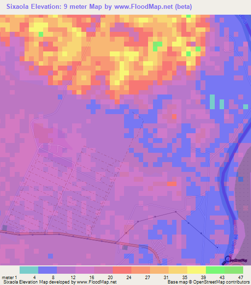 Sixaola,Costa Rica Elevation Map