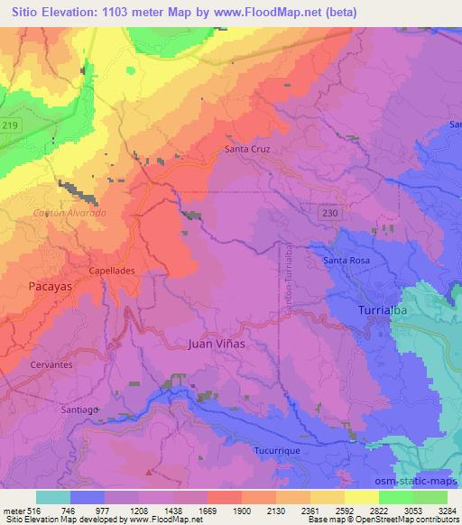 Sitio,Costa Rica Elevation Map