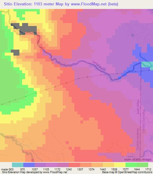 Sitio,Costa Rica Elevation Map