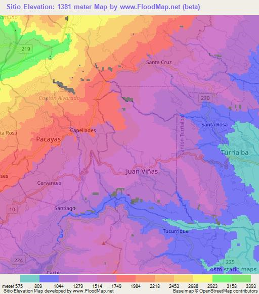 Sitio,Costa Rica Elevation Map