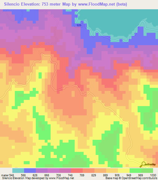 Silencio,Costa Rica Elevation Map