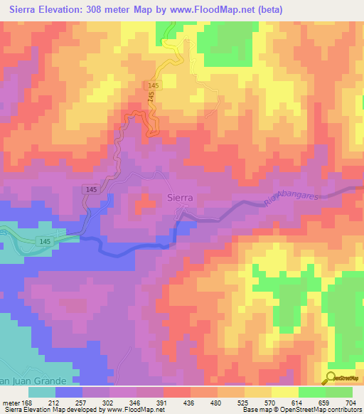 Sierra,Costa Rica Elevation Map