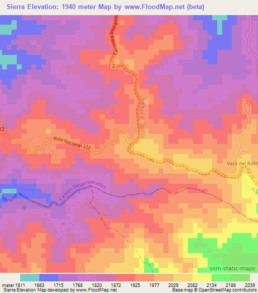 Sierra,Costa Rica Elevation Map
