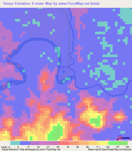 Sierpe,Costa Rica Elevation Map