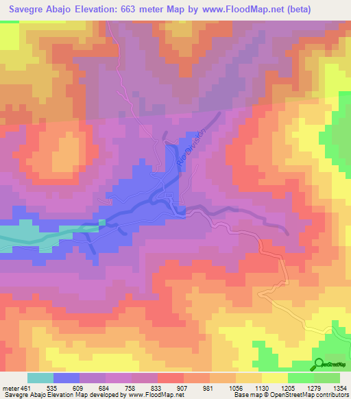 Savegre Abajo,Costa Rica Elevation Map