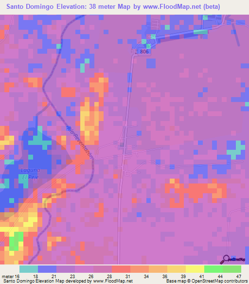 Santo Domingo,Costa Rica Elevation Map