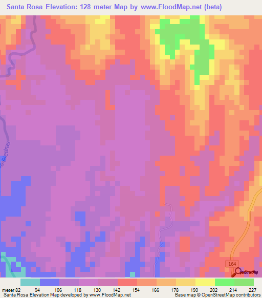 Santa Rosa,Costa Rica Elevation Map
