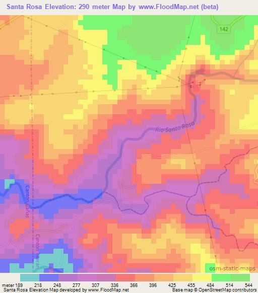 Santa Rosa,Costa Rica Elevation Map