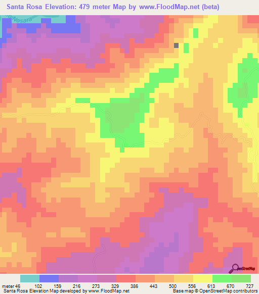 Santa Rosa,Costa Rica Elevation Map