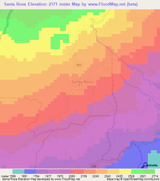Santa Rosa,Costa Rica Elevation Map