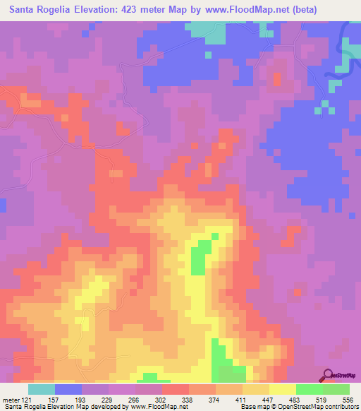 Santa Rogelia,Costa Rica Elevation Map