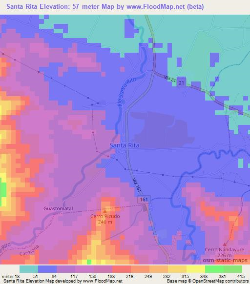 Santa Rita,Costa Rica Elevation Map