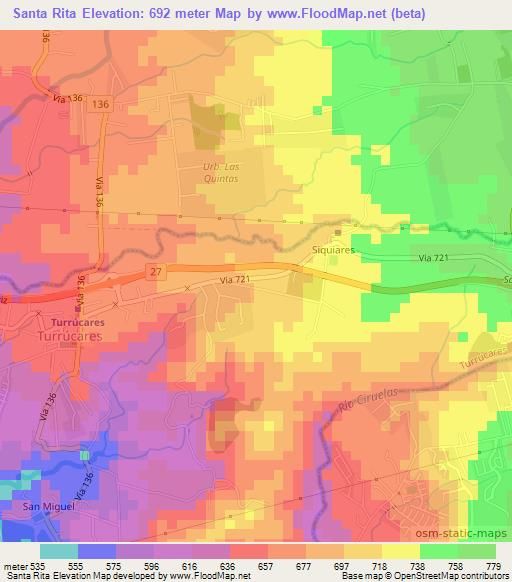 Santa Rita,Costa Rica Elevation Map