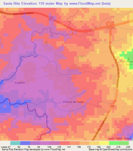 Santa Rita,Costa Rica Elevation Map