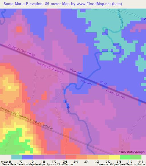 Santa Maria,Costa Rica Elevation Map