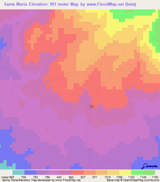Santa Maria,Costa Rica Elevation Map