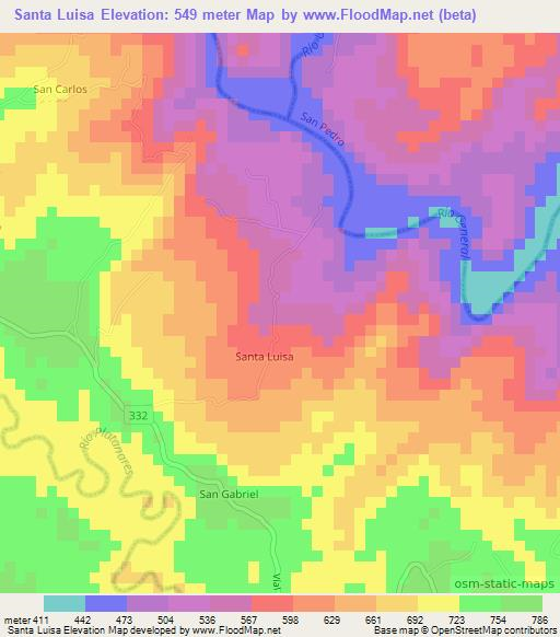 Santa Luisa,Costa Rica Elevation Map