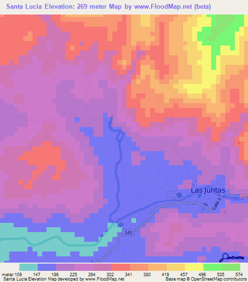 Santa Lucia,Costa Rica Elevation Map