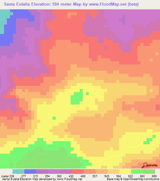 Santa Eulalia,Costa Rica Elevation Map