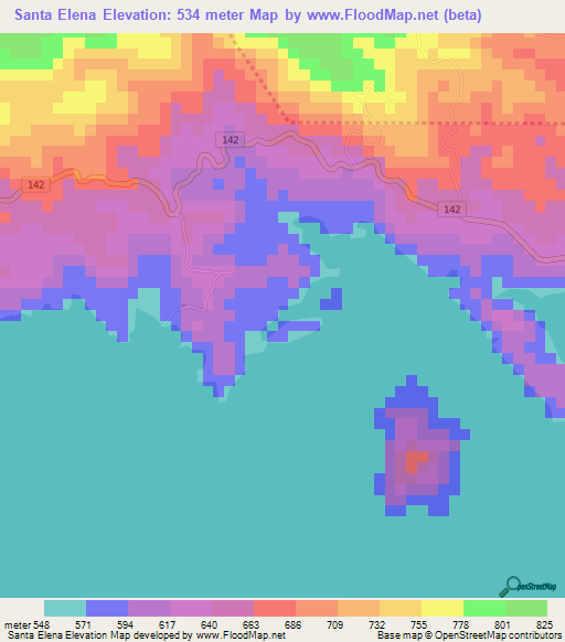 Santa Elena,Costa Rica Elevation Map