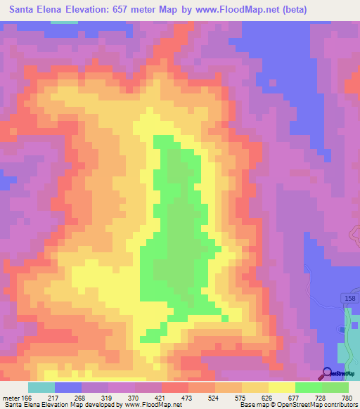 Santa Elena,Costa Rica Elevation Map
