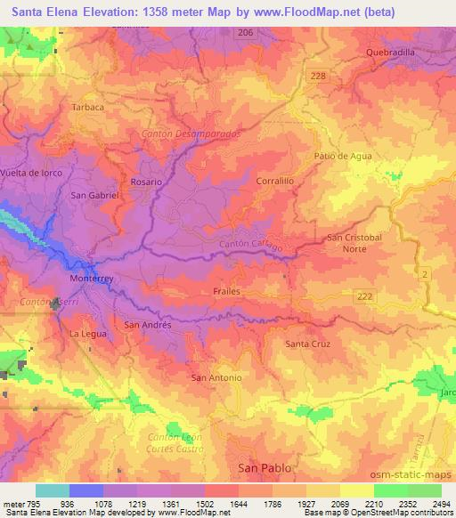 Santa Elena,Costa Rica Elevation Map