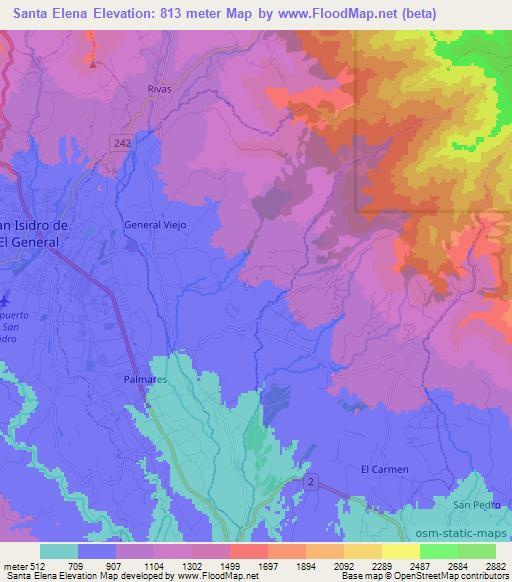 Santa Elena,Costa Rica Elevation Map