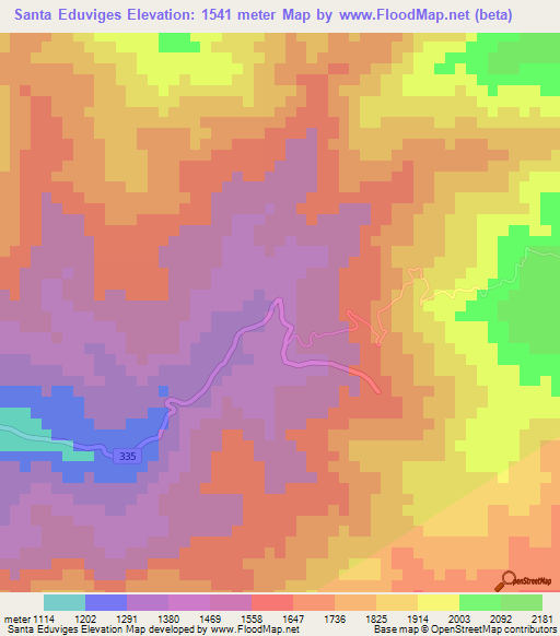 Santa Eduviges,Costa Rica Elevation Map