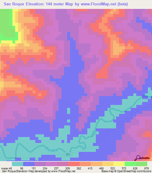 San Roque,Costa Rica Elevation Map