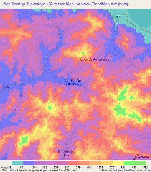 San Ramon,Costa Rica Elevation Map