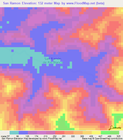 San Ramon,Costa Rica Elevation Map