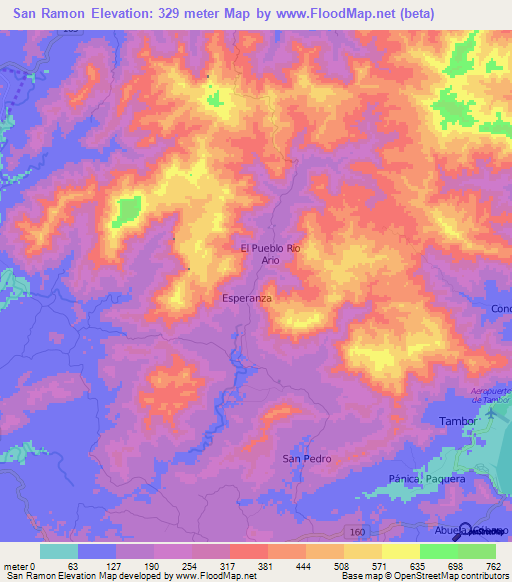 San Ramon,Costa Rica Elevation Map