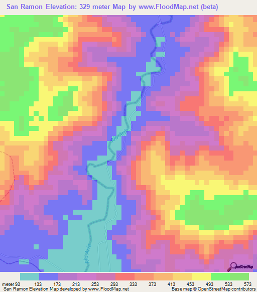 San Ramon,Costa Rica Elevation Map