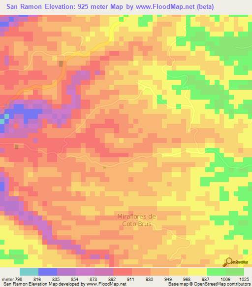 San Ramon,Costa Rica Elevation Map