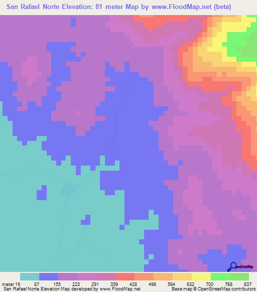 San Rafael Norte,Costa Rica Elevation Map