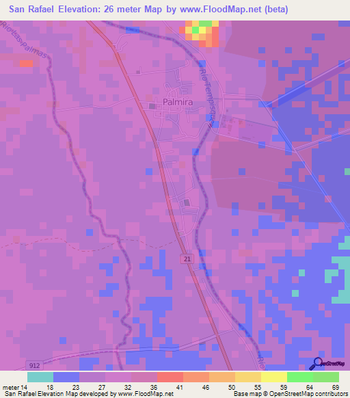 San Rafael,Costa Rica Elevation Map