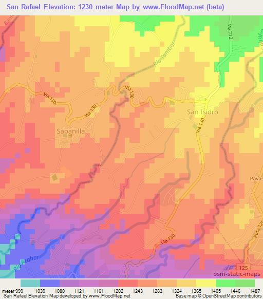San Rafael,Costa Rica Elevation Map