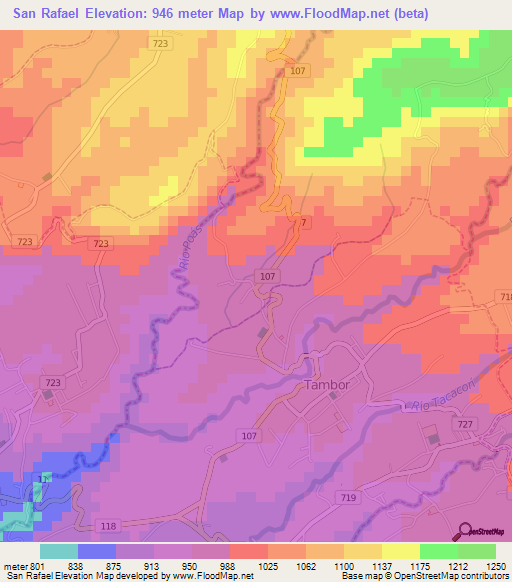 San Rafael,Costa Rica Elevation Map