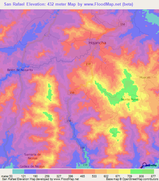 San Rafael,Costa Rica Elevation Map