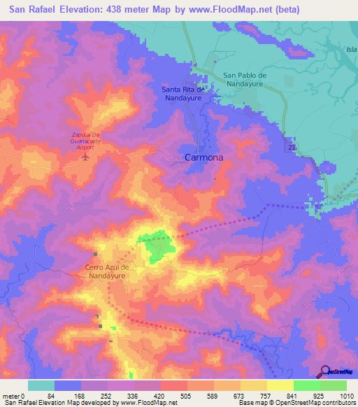 San Rafael,Costa Rica Elevation Map