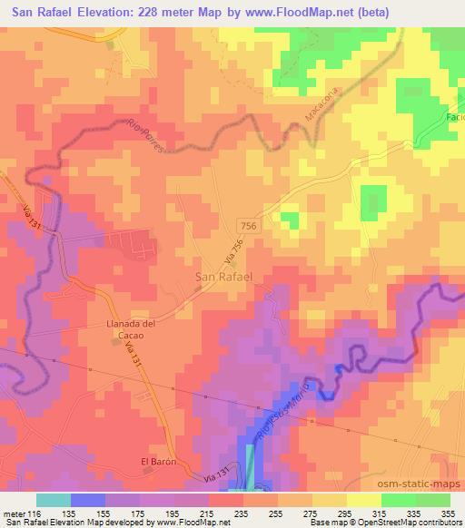 San Rafael,Costa Rica Elevation Map