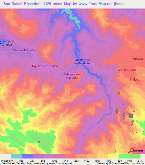 San Rafael,Costa Rica Elevation Map