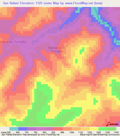 San Rafael,Costa Rica Elevation Map
