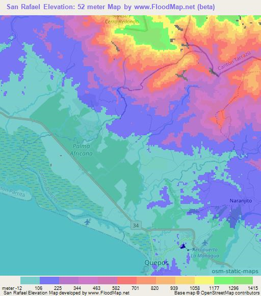 San Rafael,Costa Rica Elevation Map