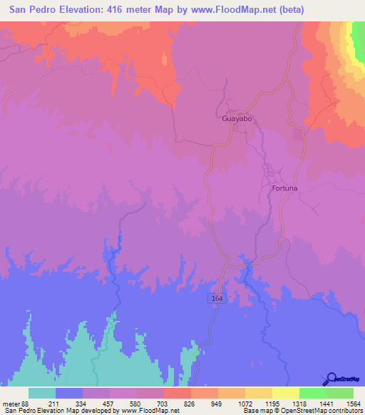 San Pedro,Costa Rica Elevation Map