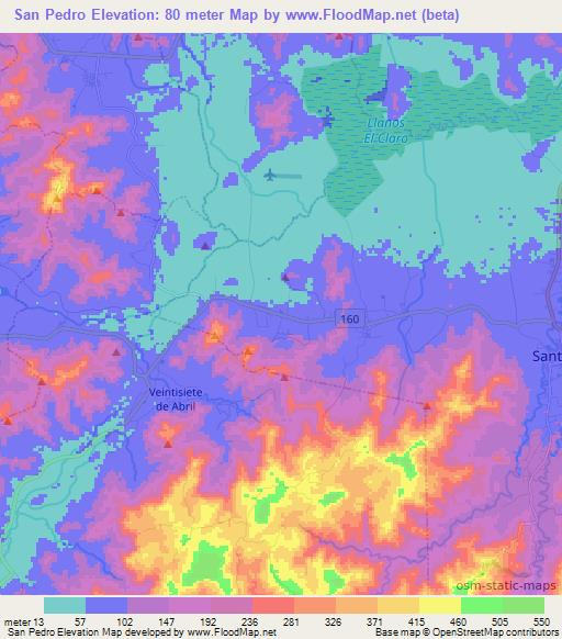 San Pedro,Costa Rica Elevation Map