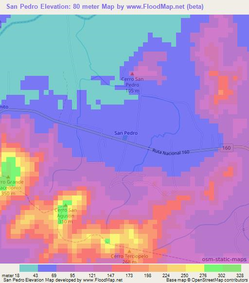 San Pedro,Costa Rica Elevation Map